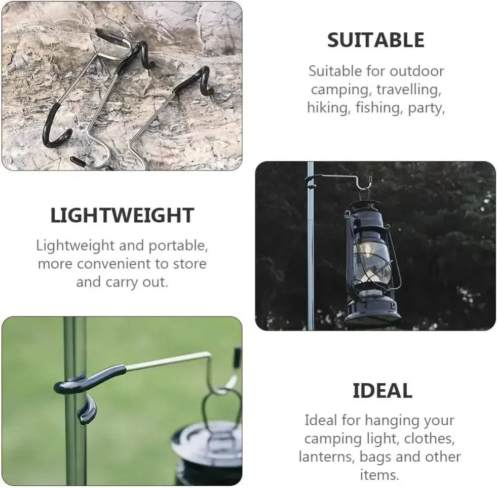 1/2Pcs Outdoor Lamp Hook Hanger Pole Mount Hooks Black Pole Attachment Hanger Multifunctional Camping Lights Hook Accessories