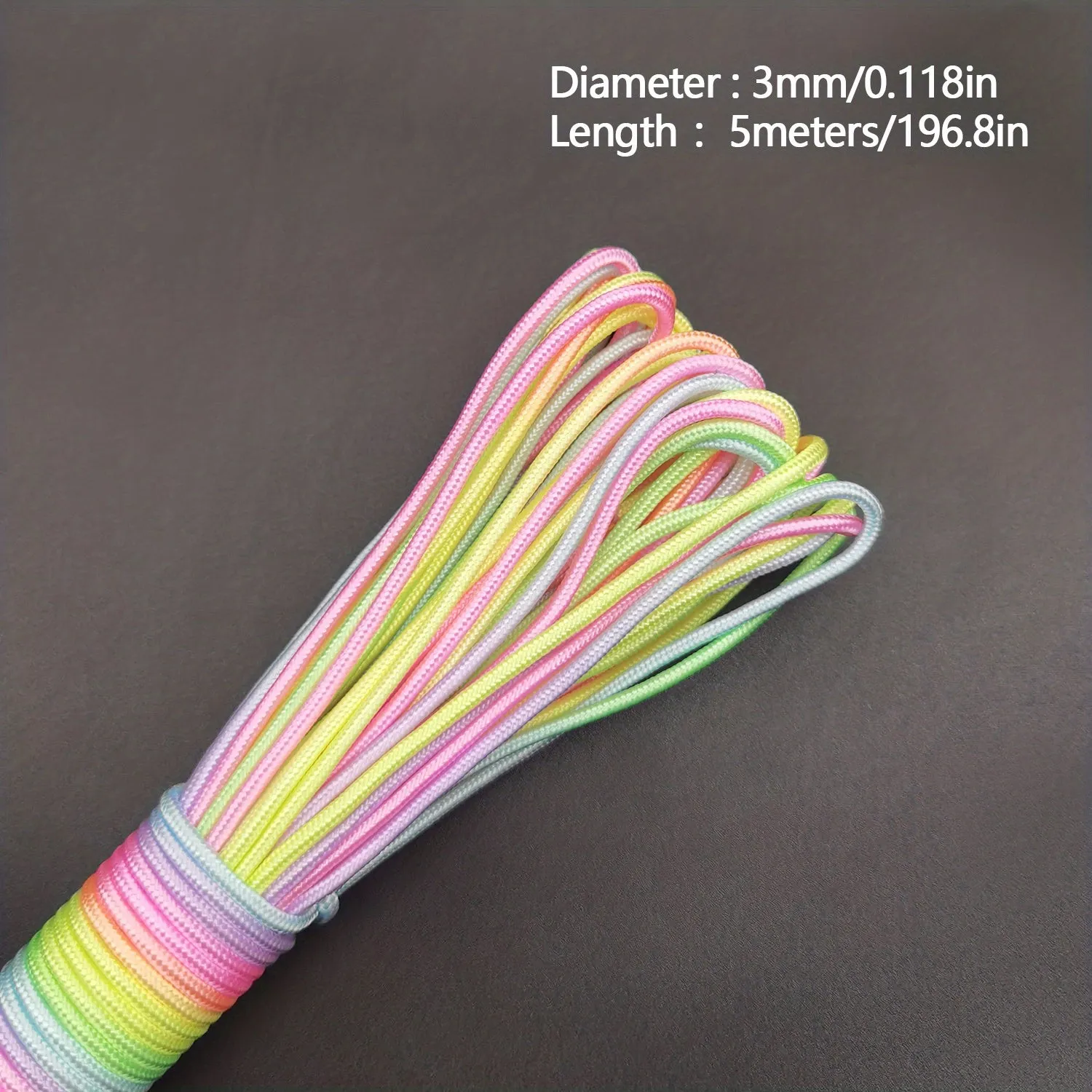 164FT Rainbow Cord Rope  Bracelet Accessories in Various Sizes