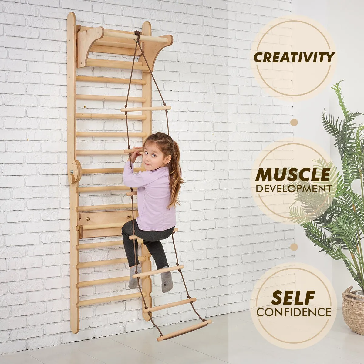 2in1 Wooden Swedish Wall / Climbing Ladder For Children   Swing Set