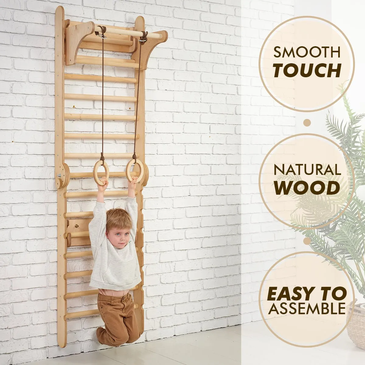 2in1 Wooden Swedish Wall / Climbing Ladder For Children   Swing Set