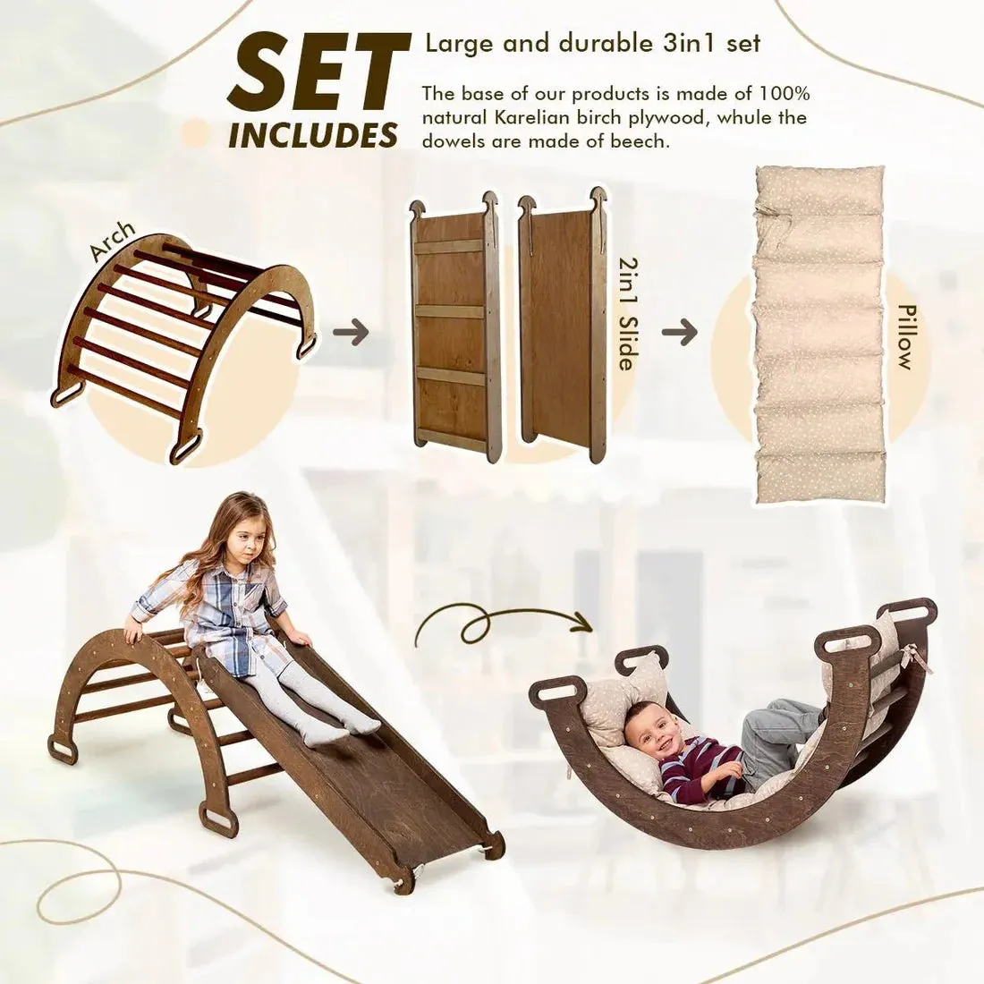 3in1 Montessori PlaySet for Toddlers - Chocolate