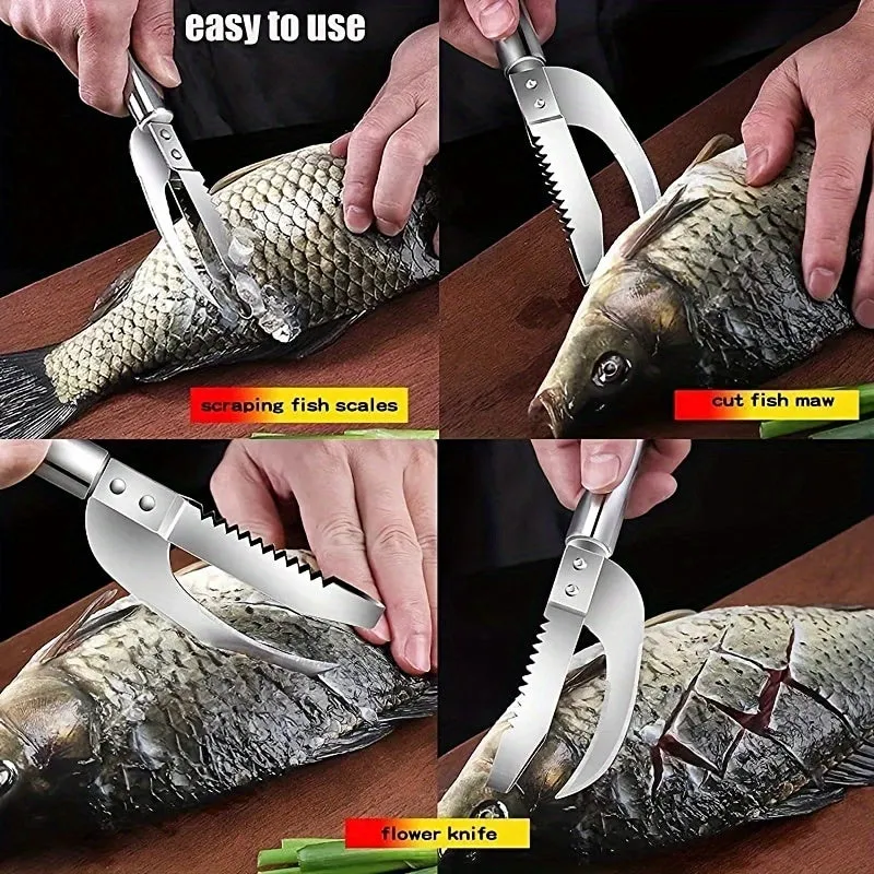 3in1 Stainless Steel Fish Tool Knife Peeler Scraper