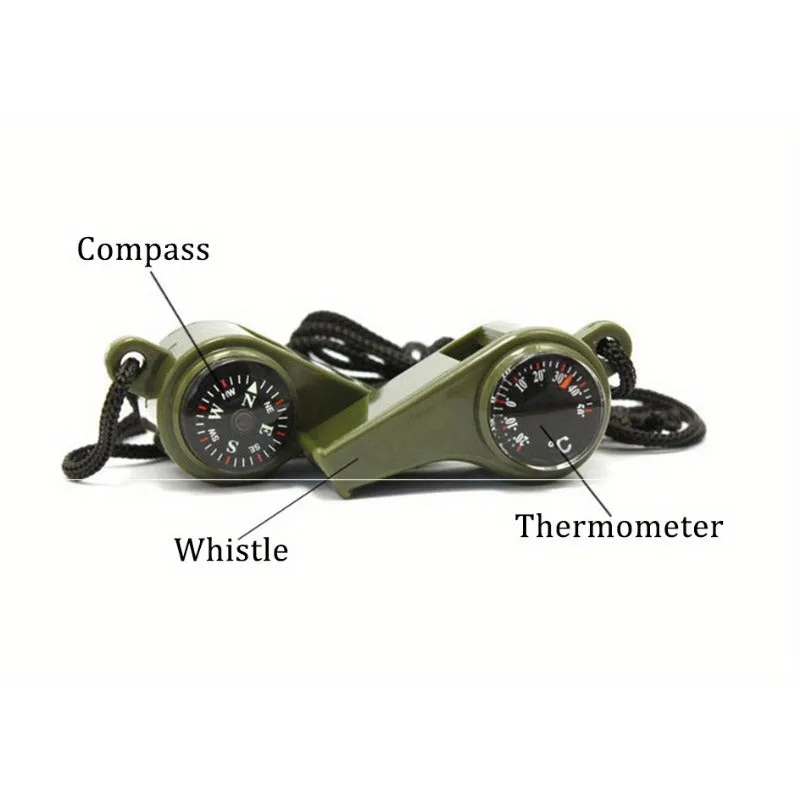 3in1 Survival Whistle Compass Thermometer for Outdoor Activities