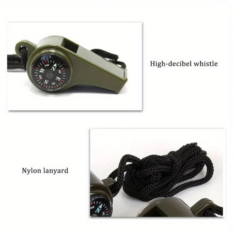 3in1 Survival Whistle Compass Thermometer for Outdoor Activities