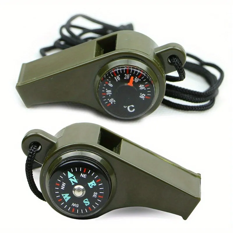 3in1 Survival Whistle Compass Thermometer for Outdoor Activities