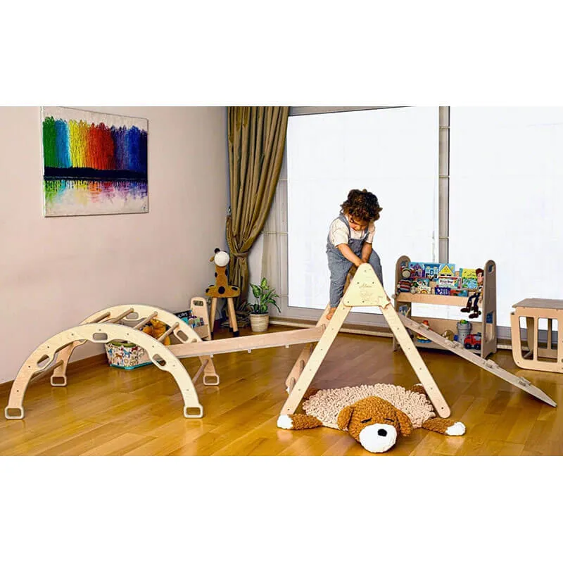 4 Pieces Montessori Climbing Set - Climbing Triangle - Arch/Rocker and 2 Ramps