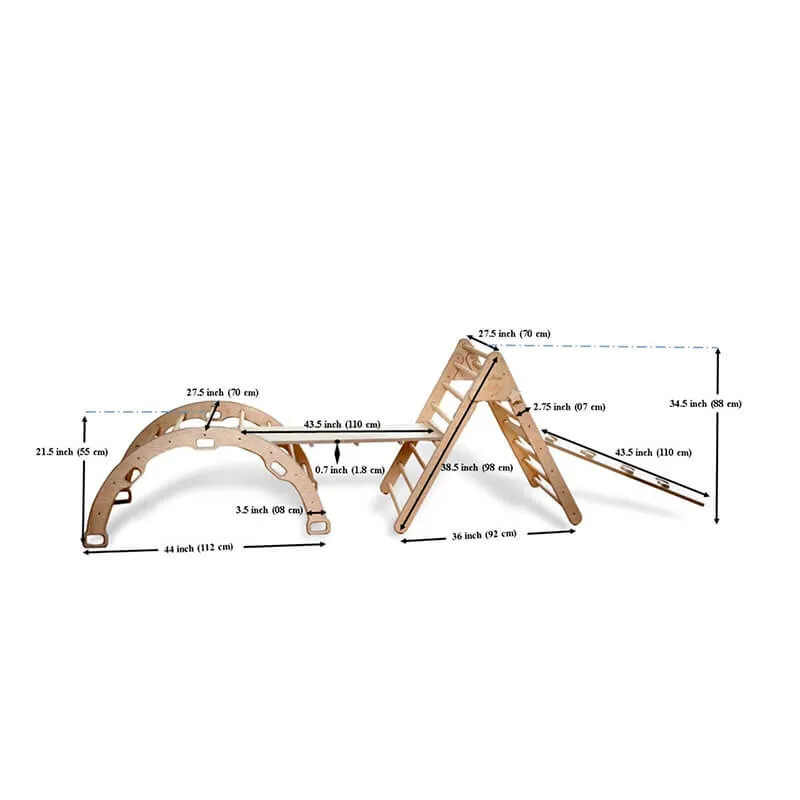 4 Pieces Montessori Climbing Set - Climbing Triangle - Arch/Rocker and 2 Ramps