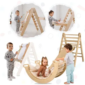 5in1 Montessori Climbing Set: Triangle Ladder   Climbing Arch   Slide Board   Cushion   Art Addition