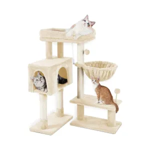 97cm Adjustable Plush Cat Tree with Sisal Posts