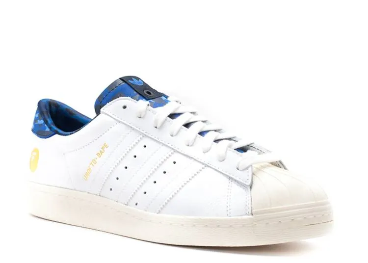 Adidas UNDEFEATED X A BATHING APE X SUPERSTARS 80V 'WHITE BLUE' sneakers, white