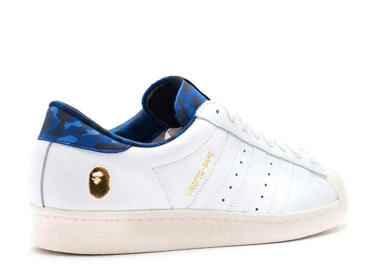 Adidas UNDEFEATED X A BATHING APE X SUPERSTARS 80V 'WHITE BLUE' sneakers, white