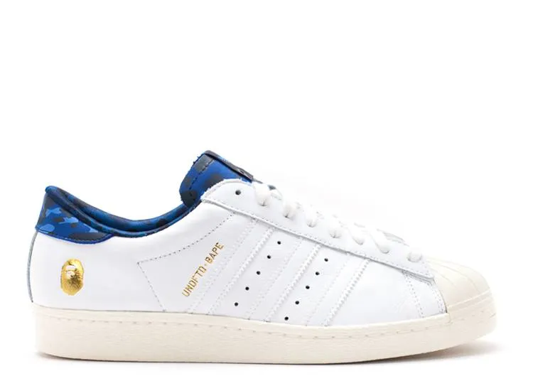 Adidas UNDEFEATED X A BATHING APE X SUPERSTARS 80V 'WHITE BLUE' sneakers, white