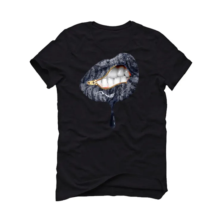 Air Jordan 11 WMNS “Midnight Navy” Black T-Shirt (LIPS UNSEALED)