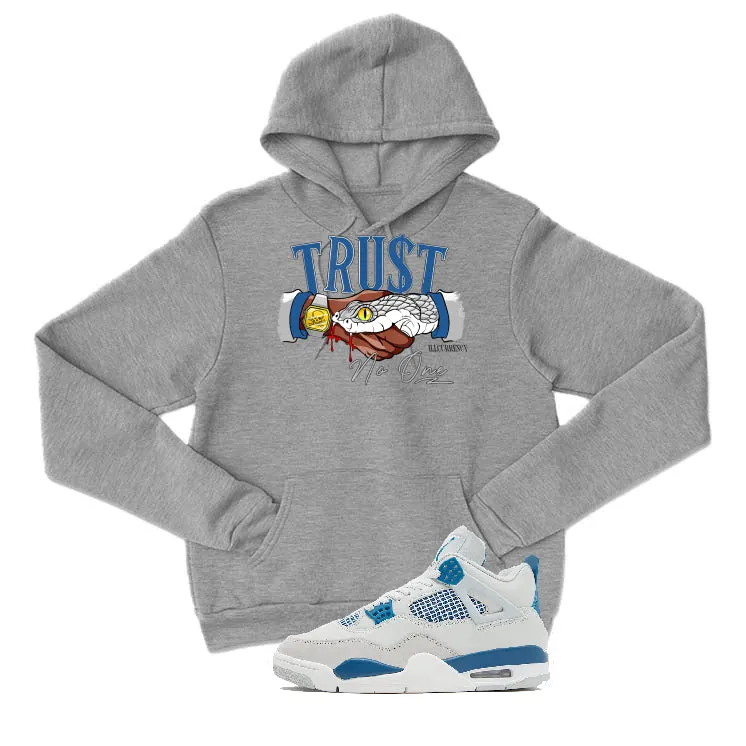 Air Jordan 4 “Military Blue” | illcurrency Grey T-Shirt (TRUST NO ONE)