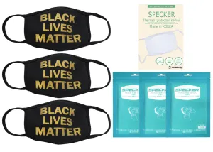 Amba7 Black Lives Matter Reusable Breathable Cloth Face Mask MADE IN USA  - Machine Washable, Non-Surgical Double Layer Anti-Dust Protection, Unisex - For Home, Office, Camping  -3 Pack With Filters (30 PCS) In Stock