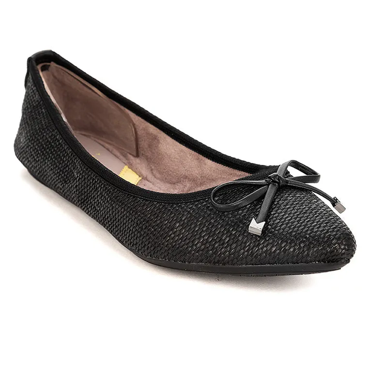 ANNIE Ballet Flat Shoes - Black Raffia