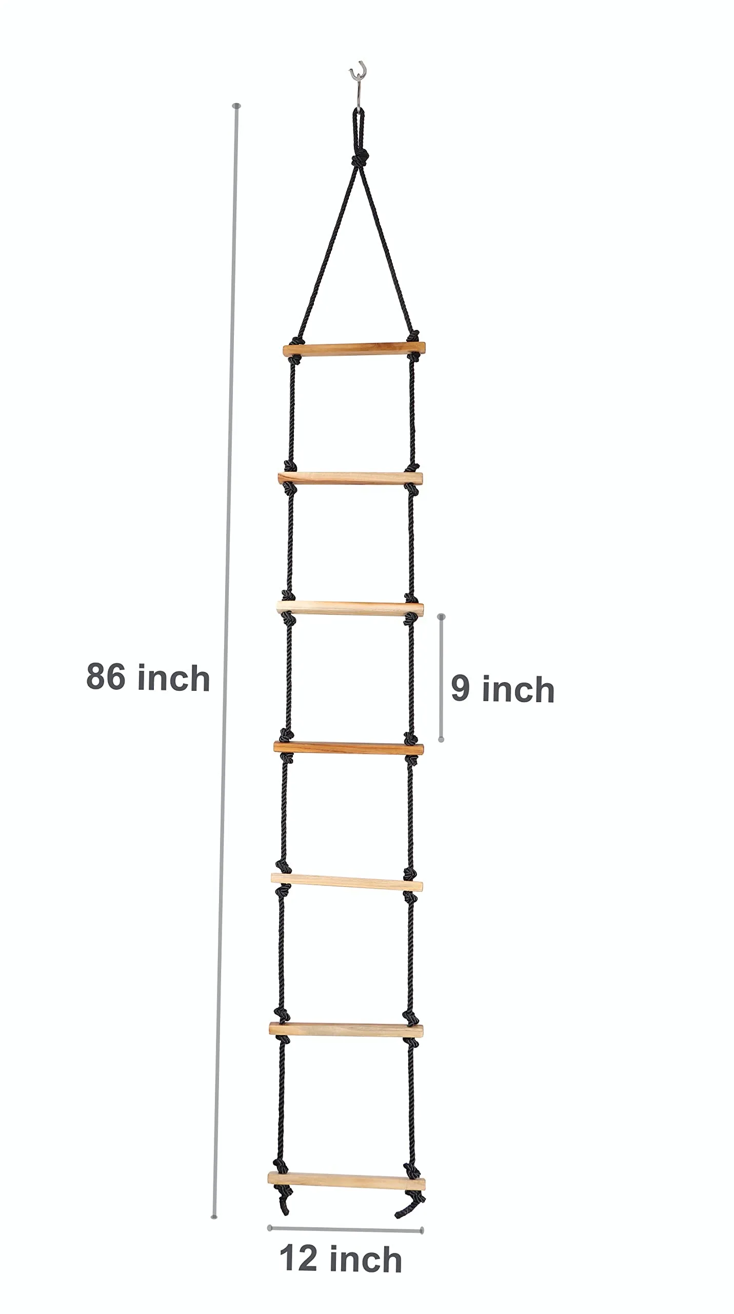 Ashish Rope Climbing Ladder Indoor/Outdoor for Kids - Ninja Ladder, Kid Ladder for 4 to 10 Years (Black)