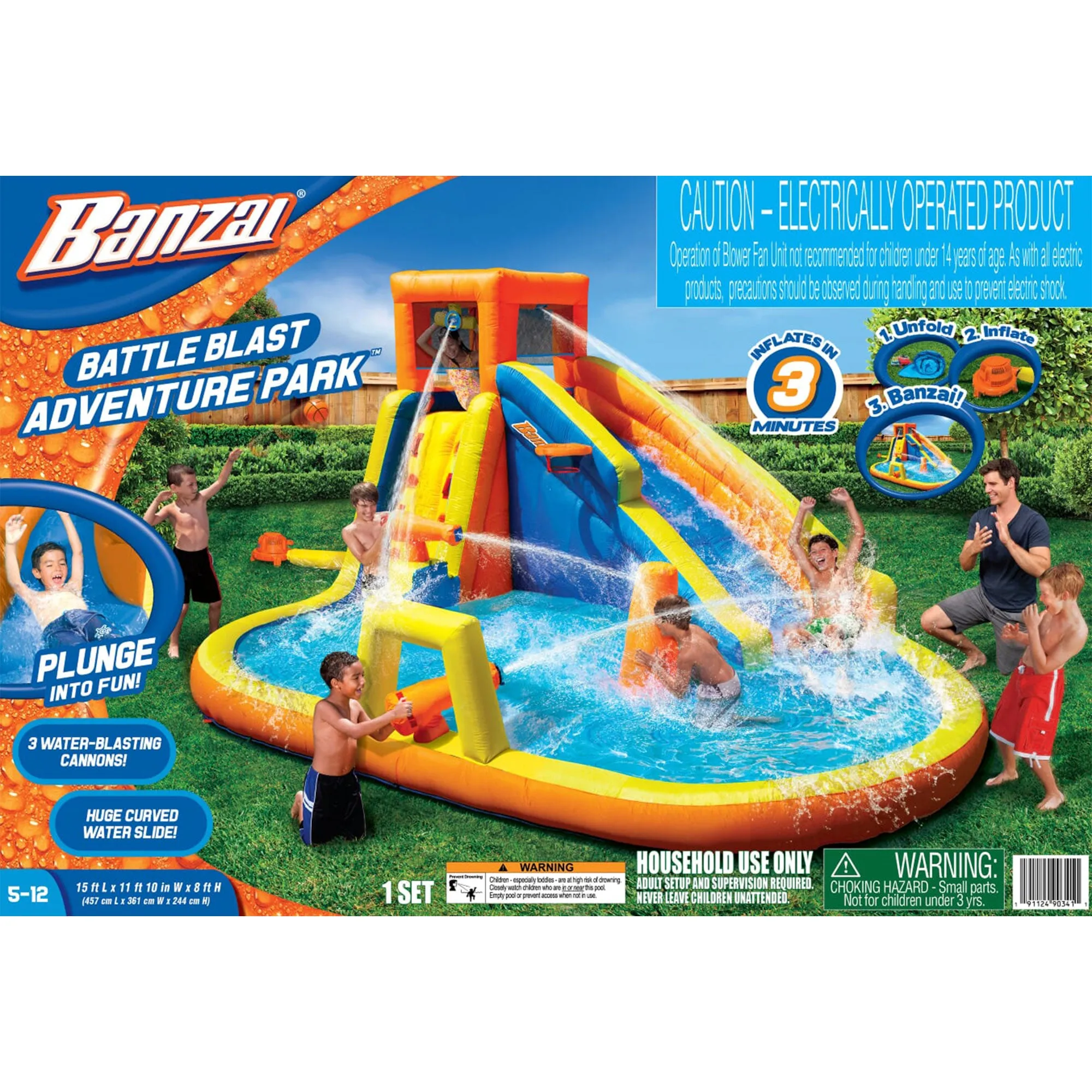 Banzai Battle Blast Adventure Park with Blower Motor 3 Water Cannons (Open Box)