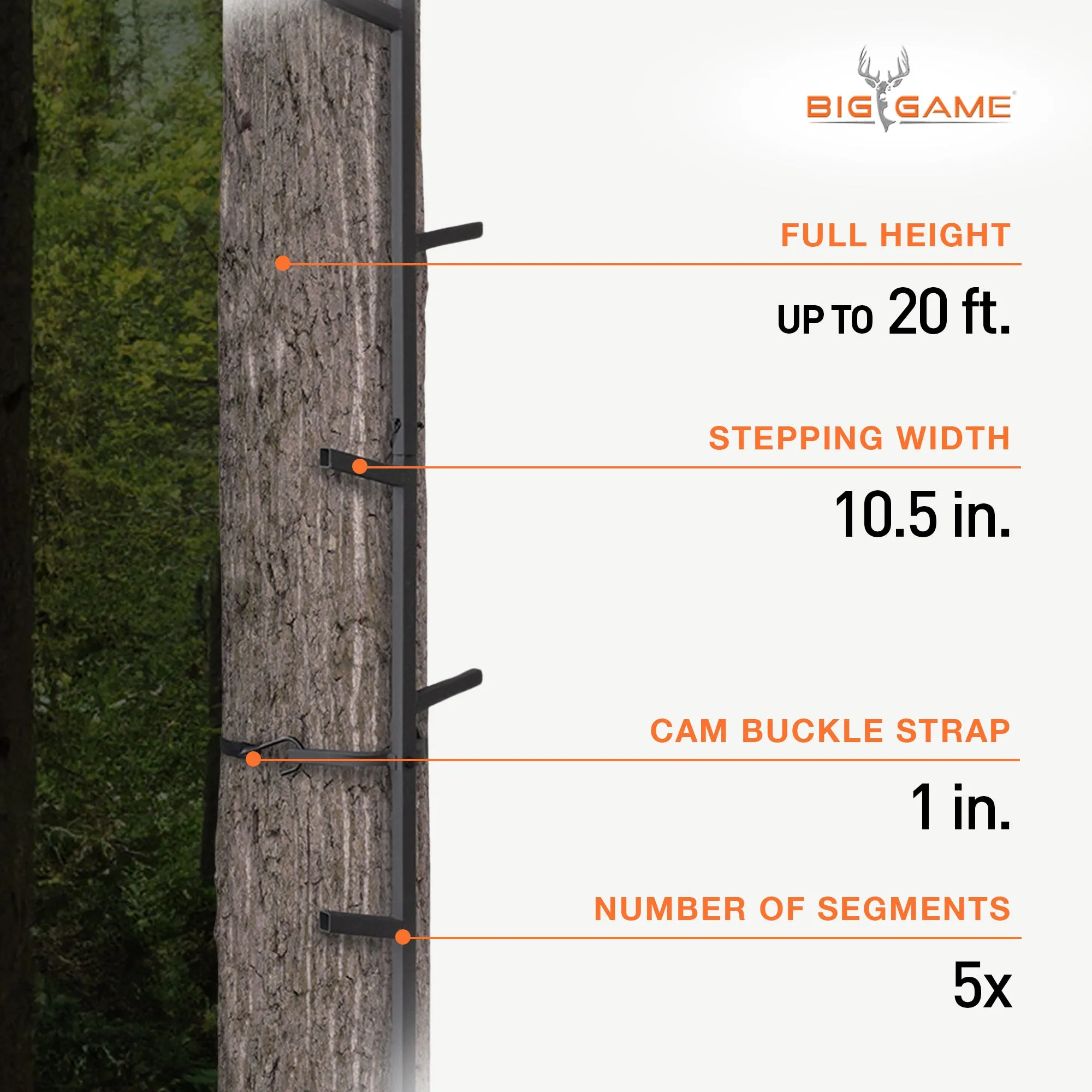 Big Game Hunting Quick Stick Tree Climbing System Steel Ladder, 20ft (Open Box)