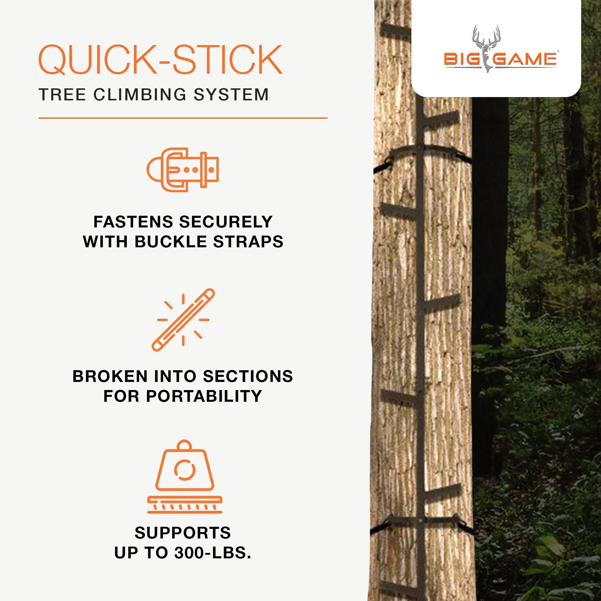 Big Game Hunting Quick Stick Tree Climbing System Steel Ladder, 20ft (Open Box)