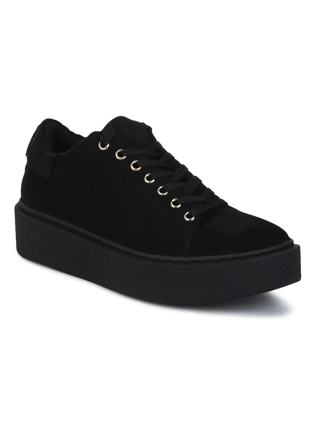 Black Suede Lace-Up Creepers