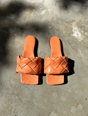 Bottega Veneta Orange Lido Slide Sandals