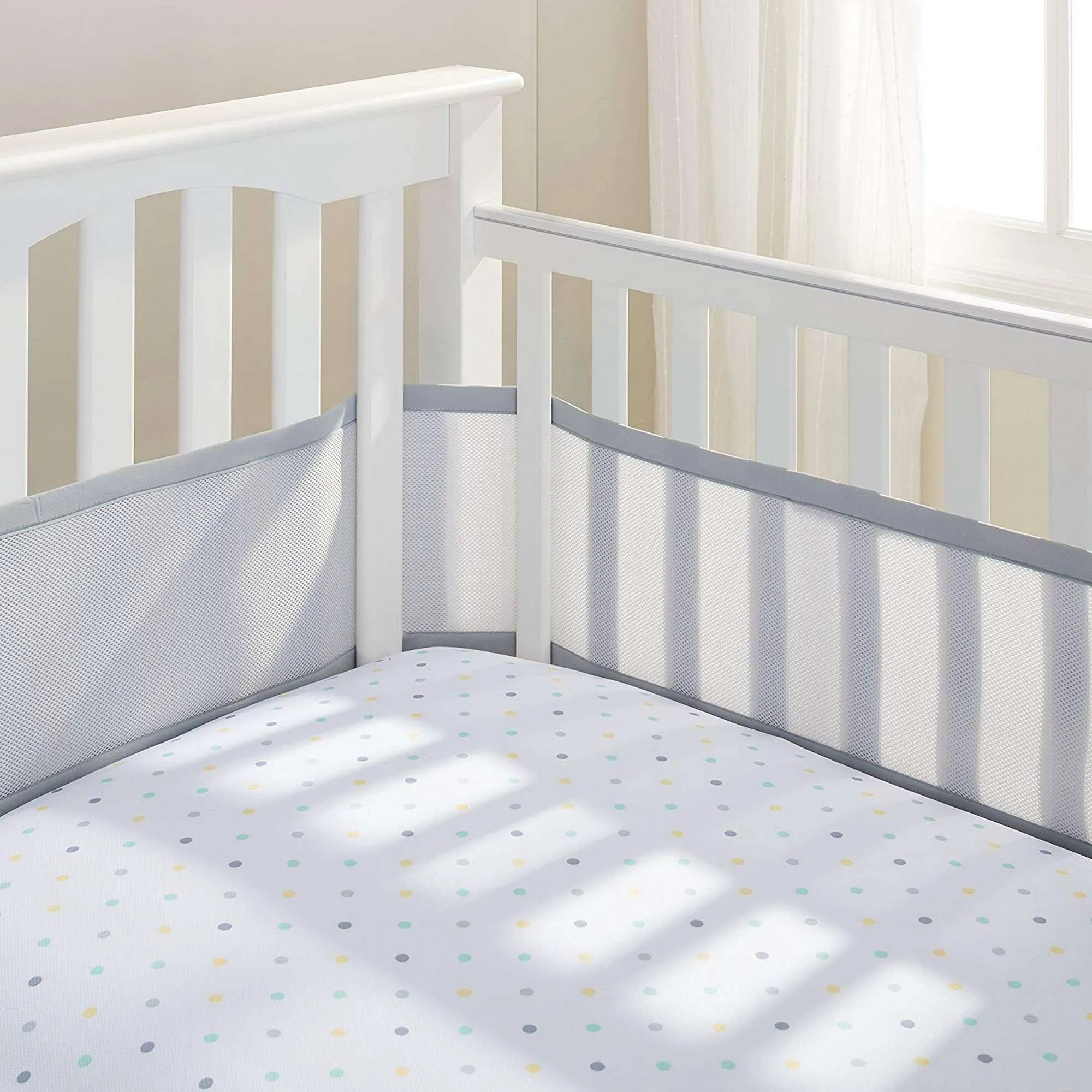 BREATHABLEBABY Breathable Mesh Crib Liner - Grey