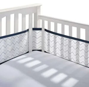 BREATHABLEBABY Breathable Mesh Crib Liner - Navy Chevron