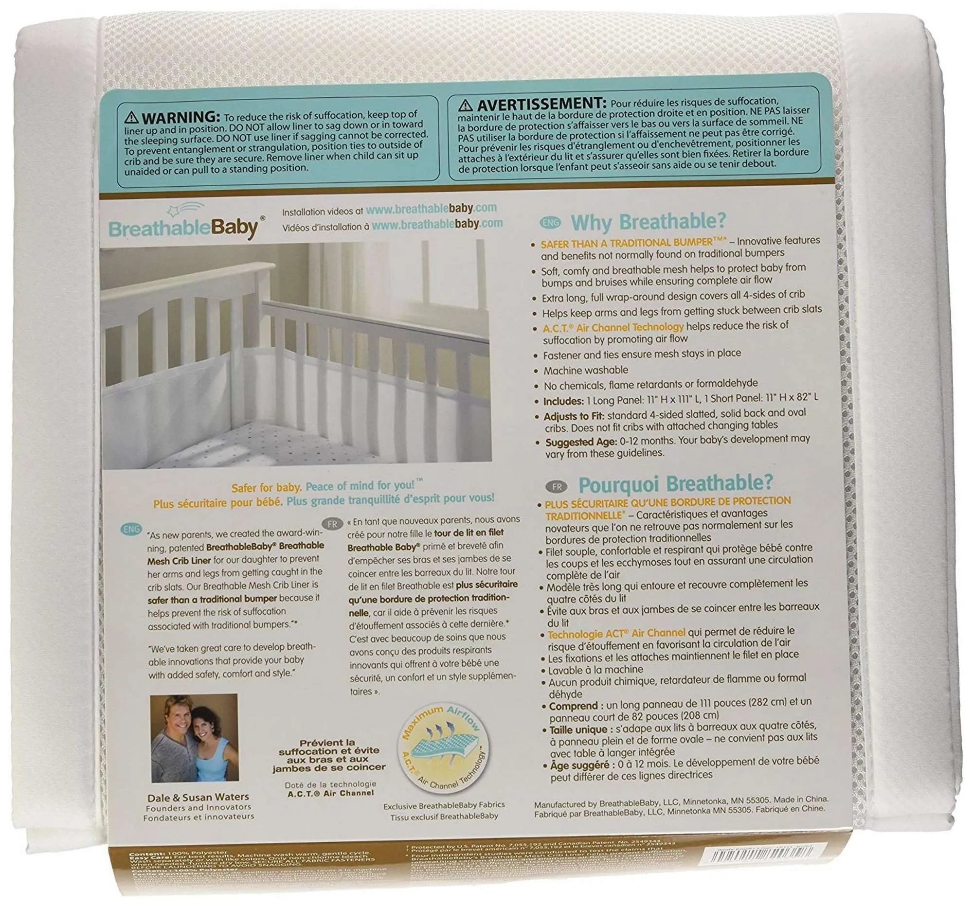 BREATHABLEBABY Breathable Mesh Crib Liner - White