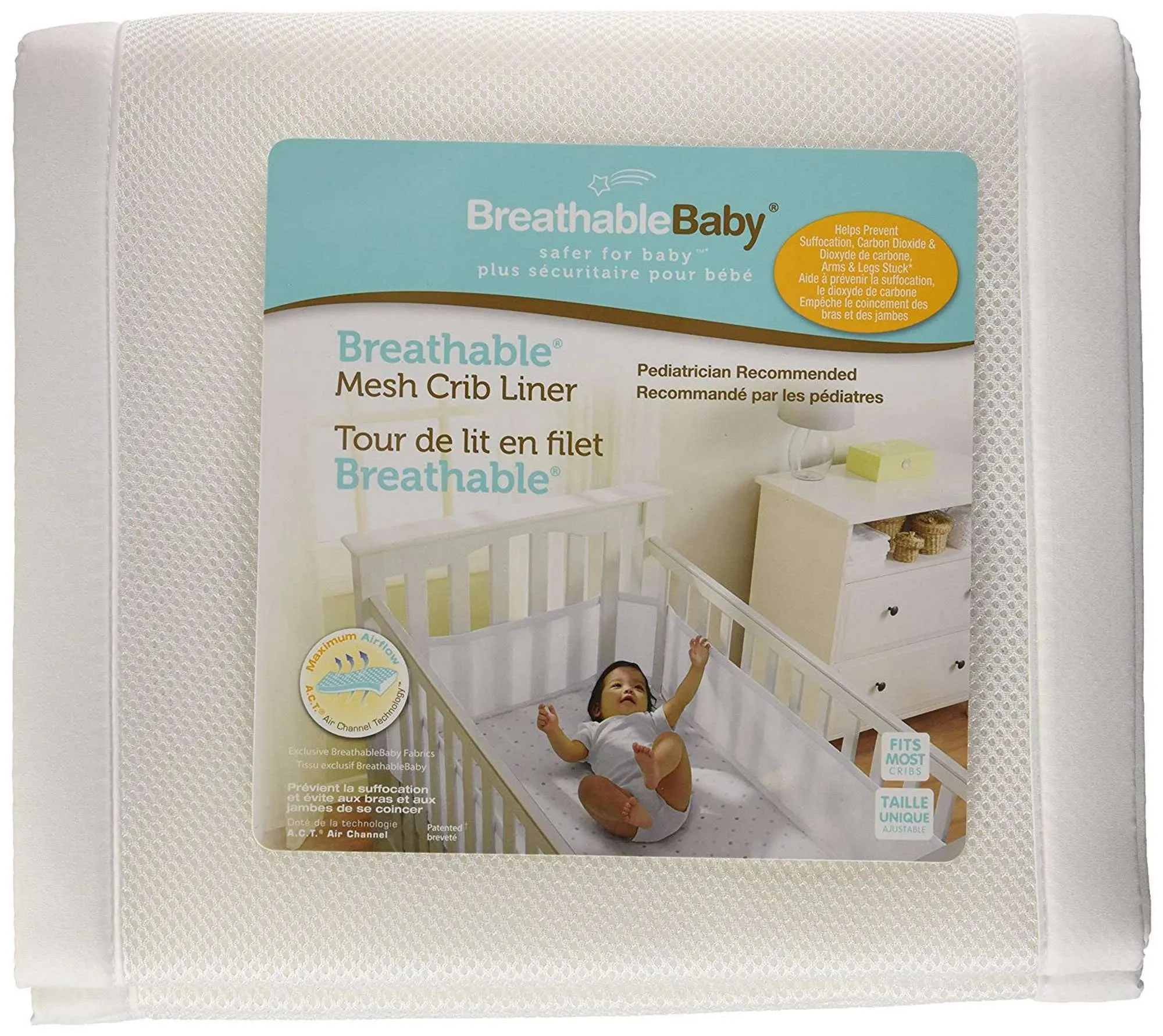 BREATHABLEBABY Breathable Mesh Crib Liner - White