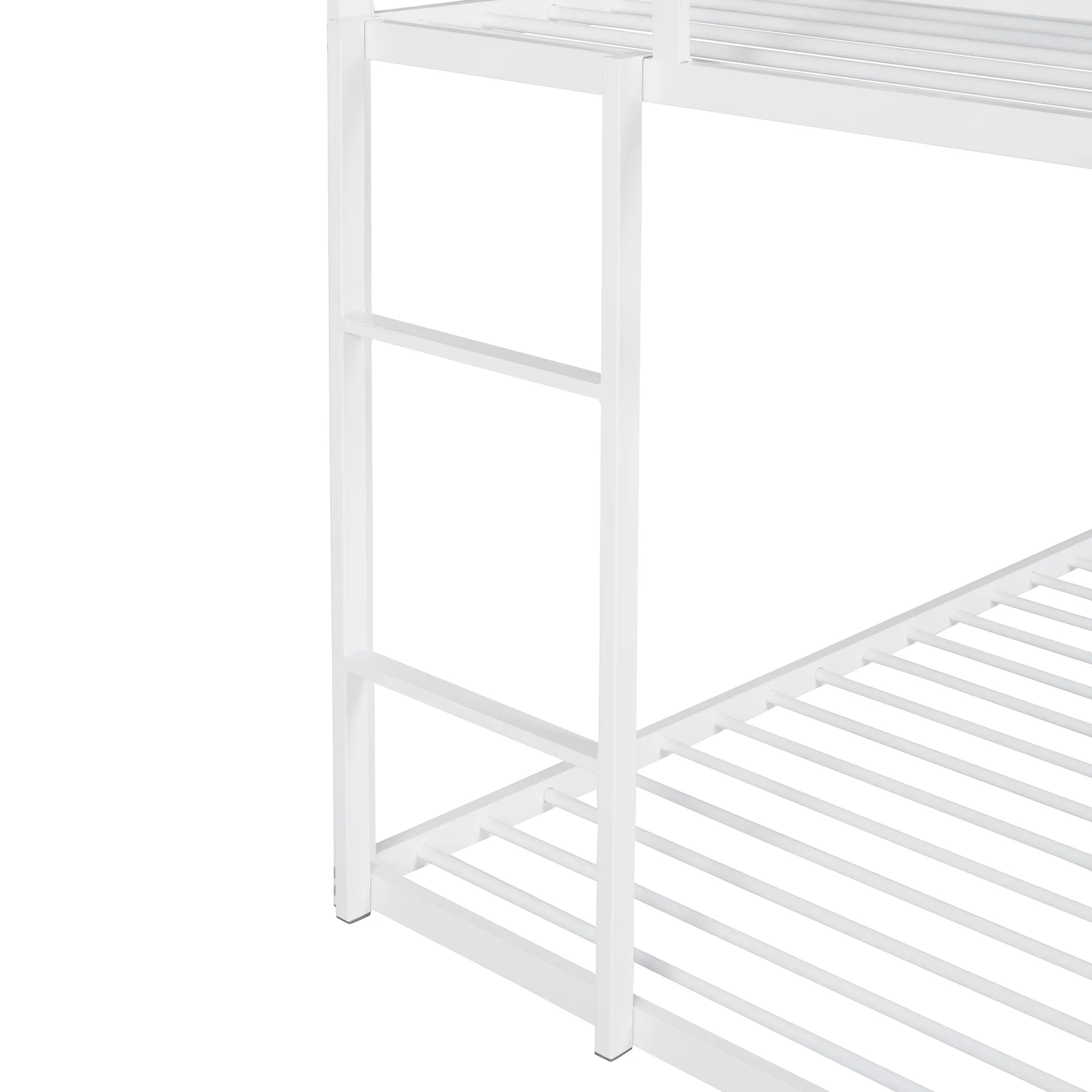 Bunk Beds for Kids Twin over Twin,House Bunk Bed Metal Bed Frame Built-in Ladder,No Box Spring Needed, White