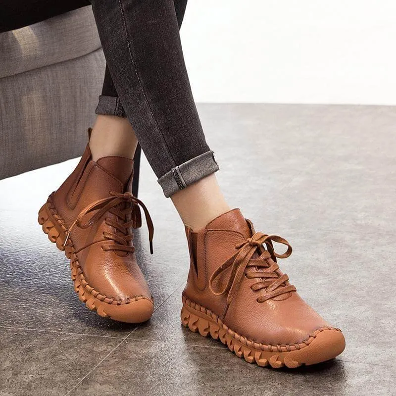 Casual Low Round Toe Leather Winter Shoes