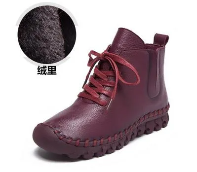 Casual Low Round Toe Leather Winter Shoes