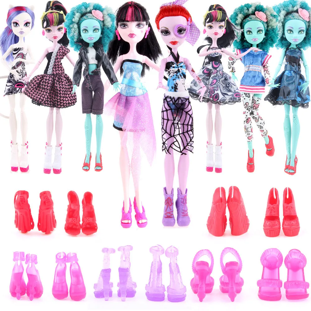 Cheapest! 10 items  5 Suit Clothes   5 Pair Shoes Monster Doll High Accessories Fashion Clothes for Original Monster Hight Dolls