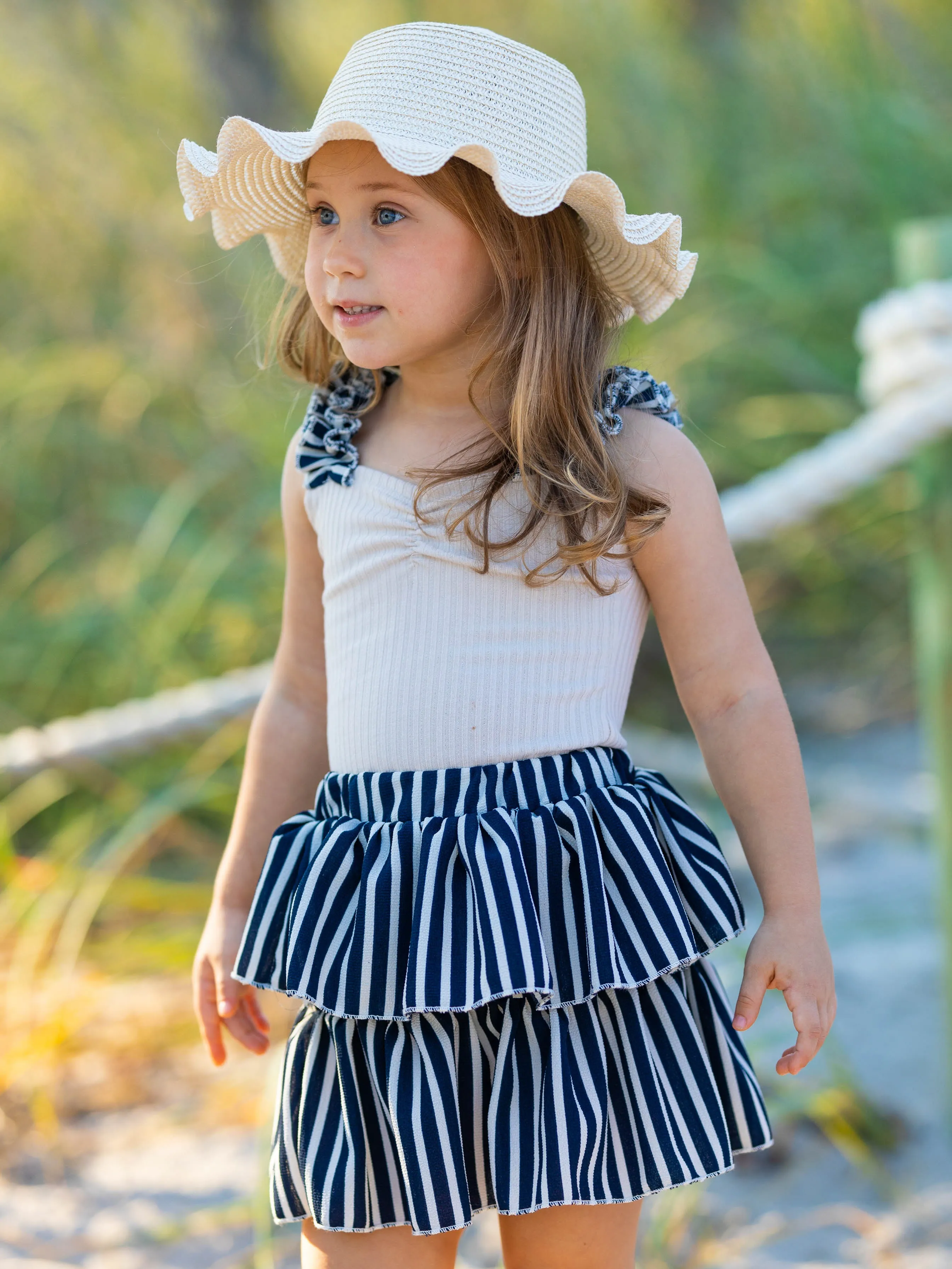 Classy Lifestyle Ruffled Tank and Skirt Set