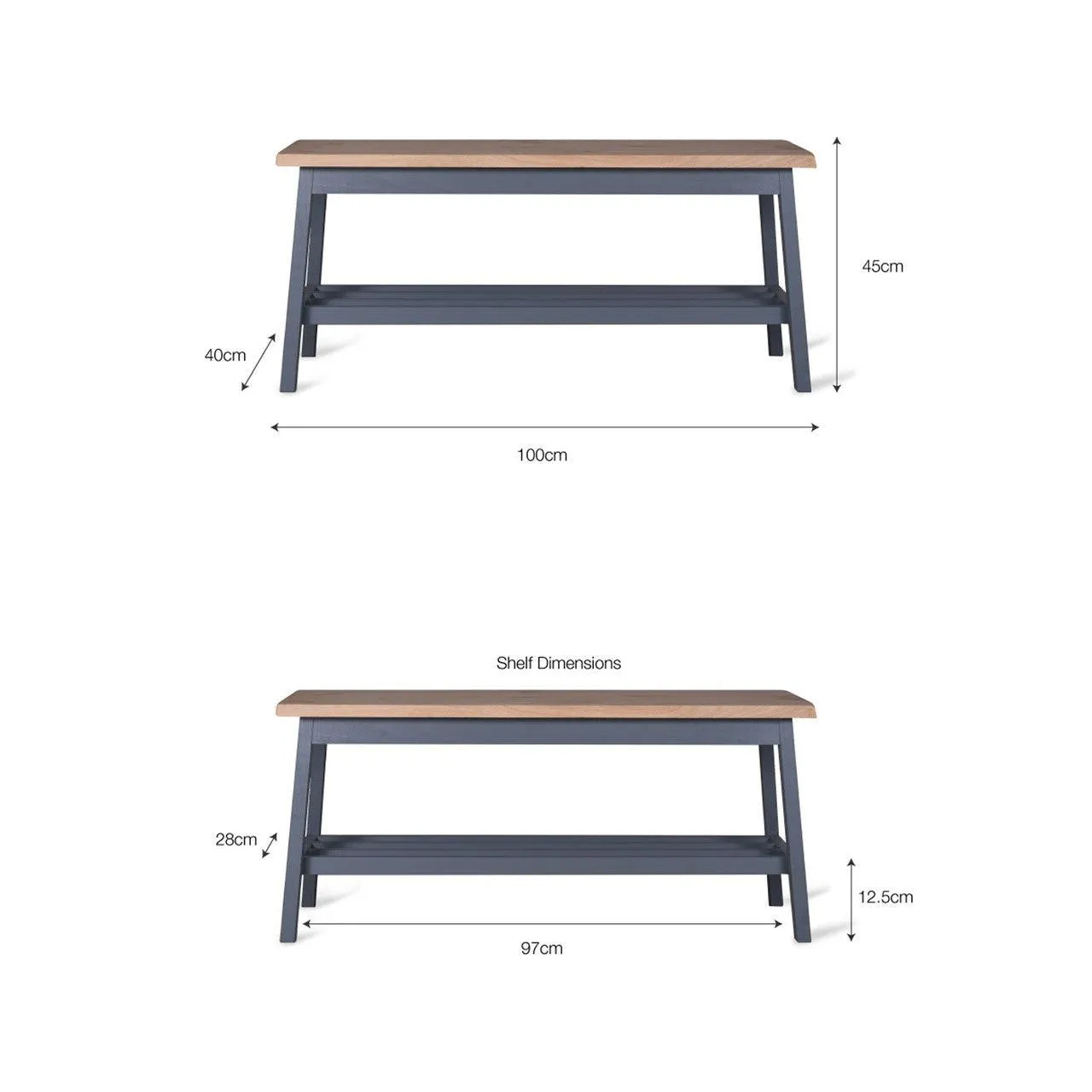 Clockhouse Hallway Bench in Charcoal - Oak & Beech