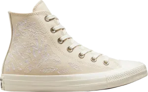 Converse Wmns Chuck Taylor All Star High Embroidered Floral Sneakers - Ivory, Cream