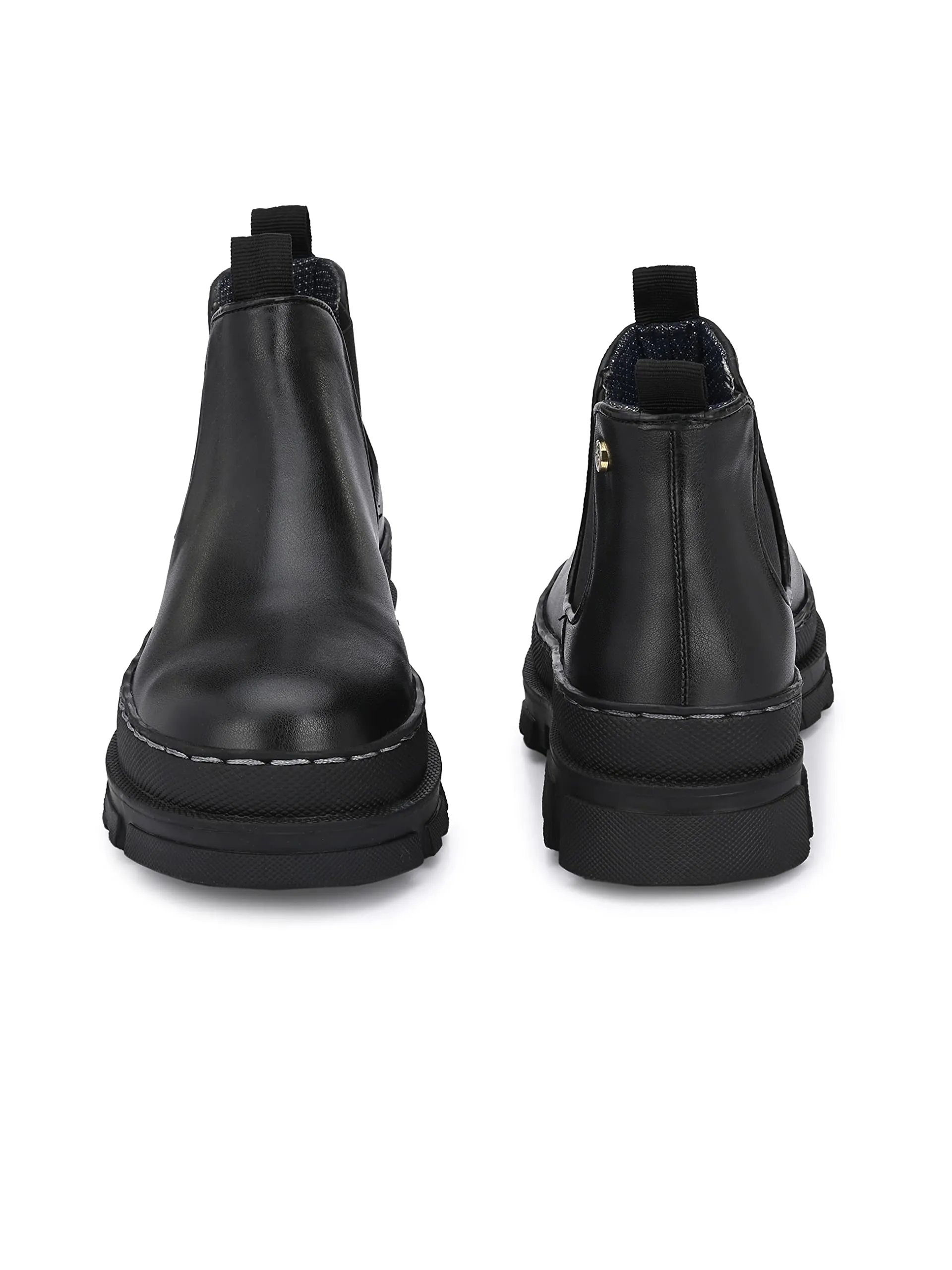 Delize Black Women Vegan Leather Chelsea Boots