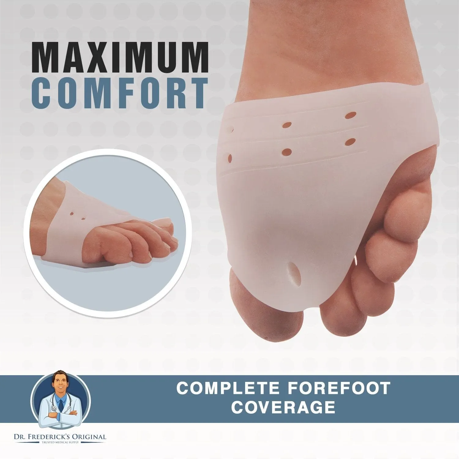 Dr. Frederick's Original Deluxe Ball of Foot Cushions & Bunion Pad - 2 Pieces - Foot Pads to Help Relieve Hallux Valgus, Tailor's Bunion, and Forefoot Pain - Get Back to Your Active Lifestyle