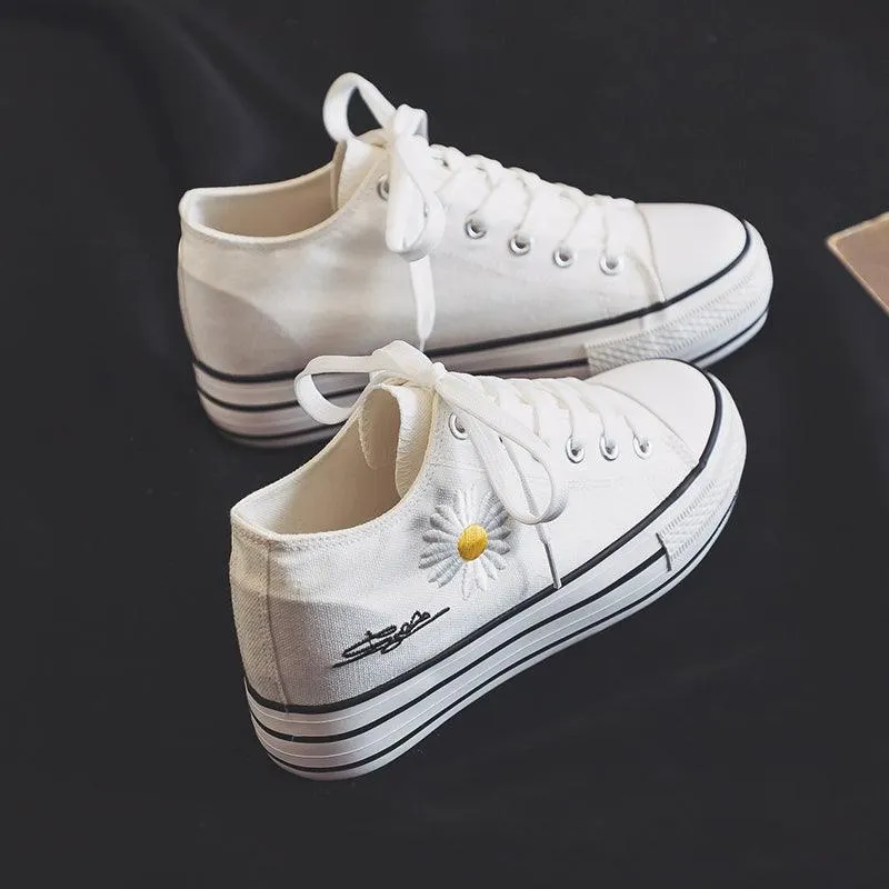 Embroidered platform Low Ankle Canvas Shoes