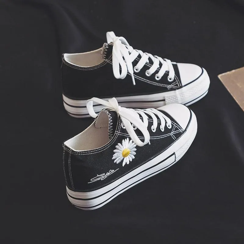 Embroidered platform Low Ankle Canvas Shoes