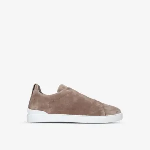 Ermenegildo Zegna Tripe Stitch Suede Sneakers, Beige