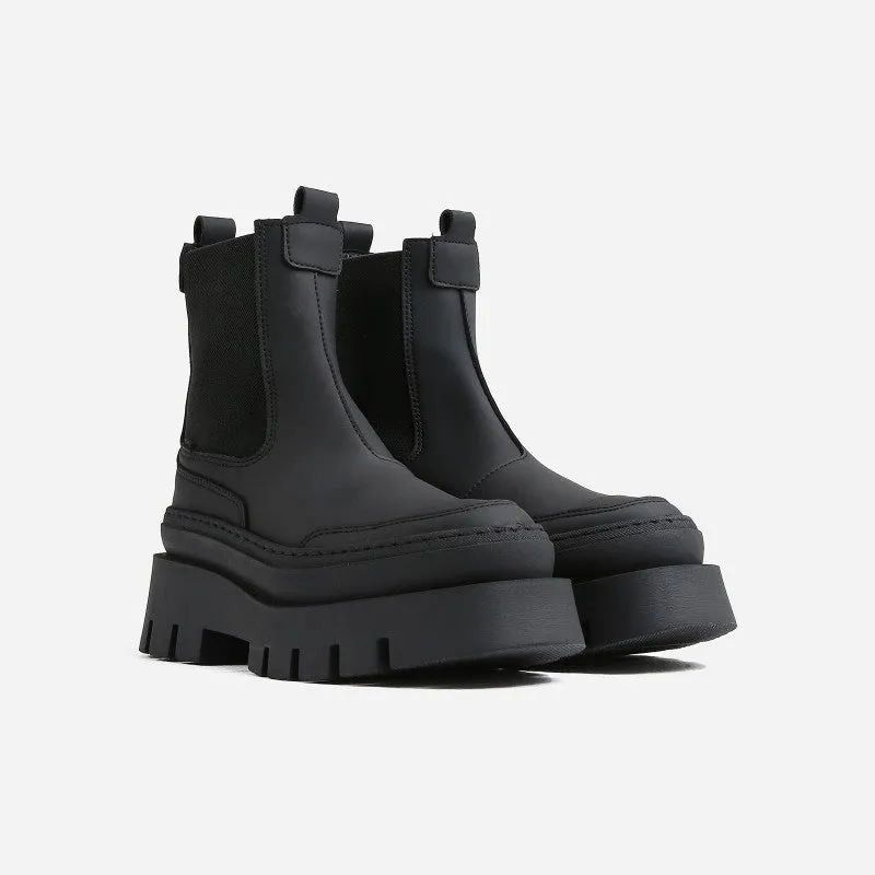 Evi Ann Black Biker Chelsea Boots