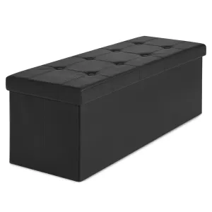 Faux Leather Folding Storage Ottoman Bench