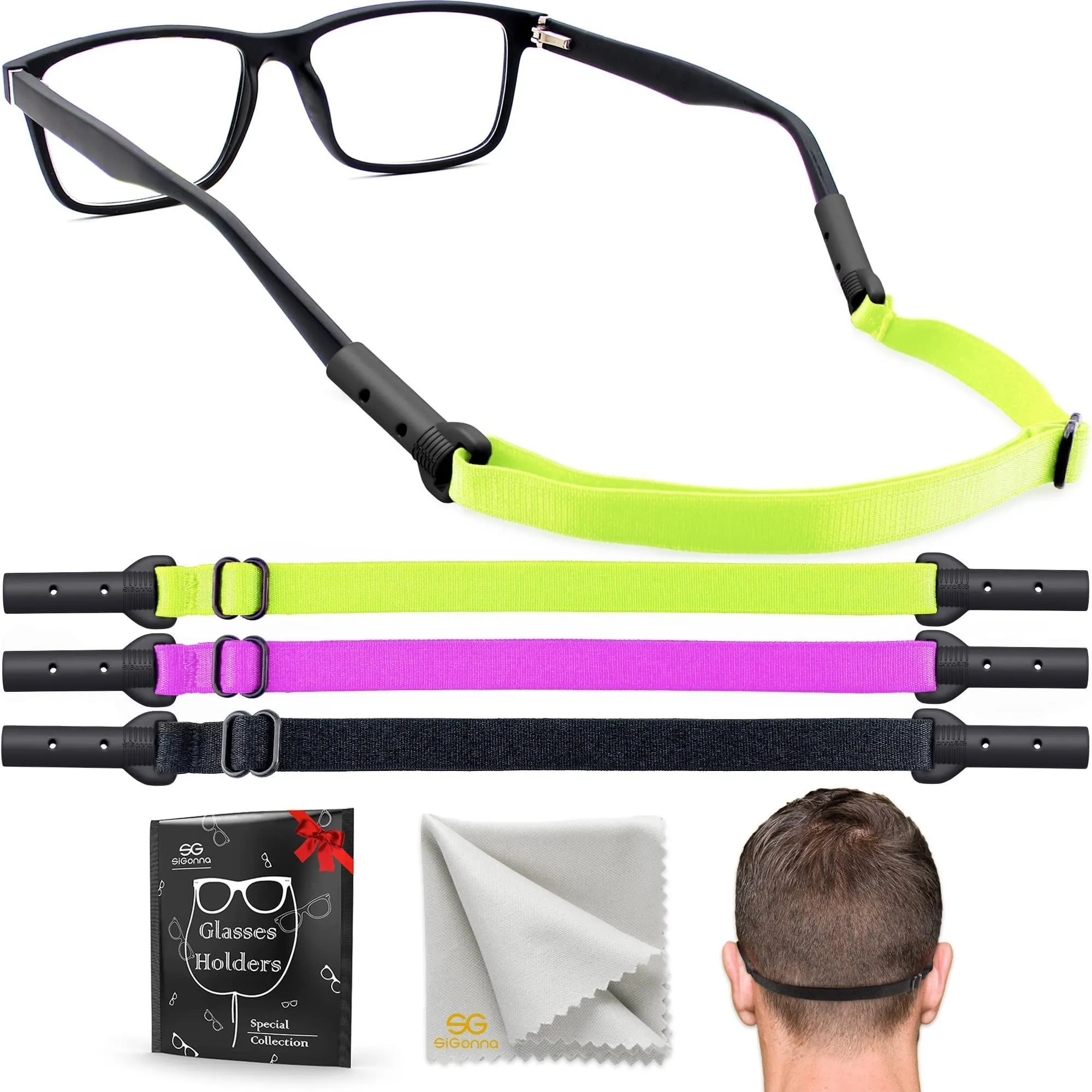 Glasses Strap Holder 3 Pcs Adjustable Eyeglasses Lanyards No Tail M 13.5 inch