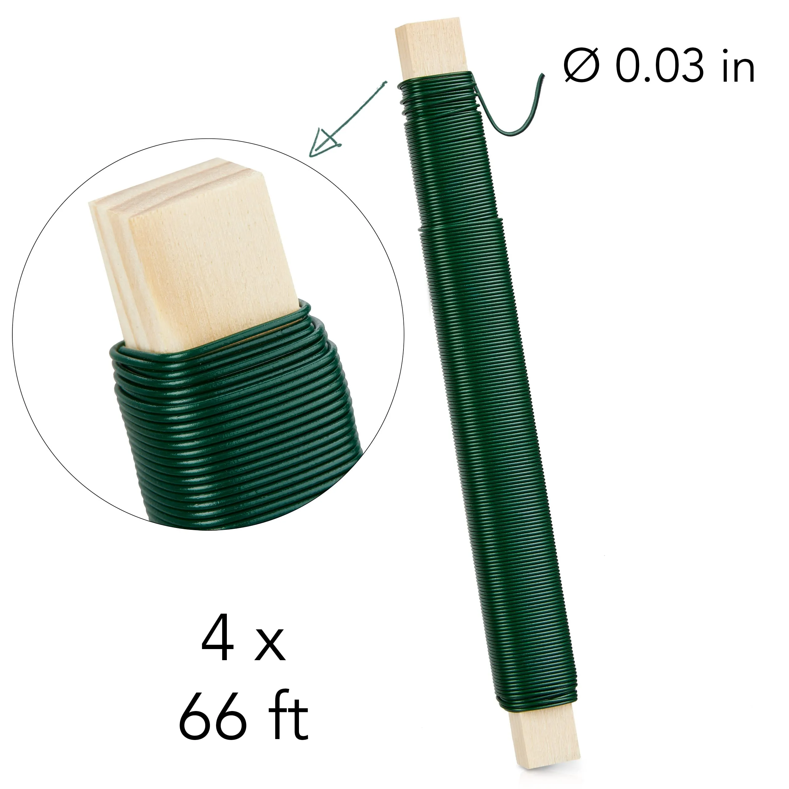 Green Garden Wire: 4x66ft Florist Wire Green  Plant Support Gardening Wire