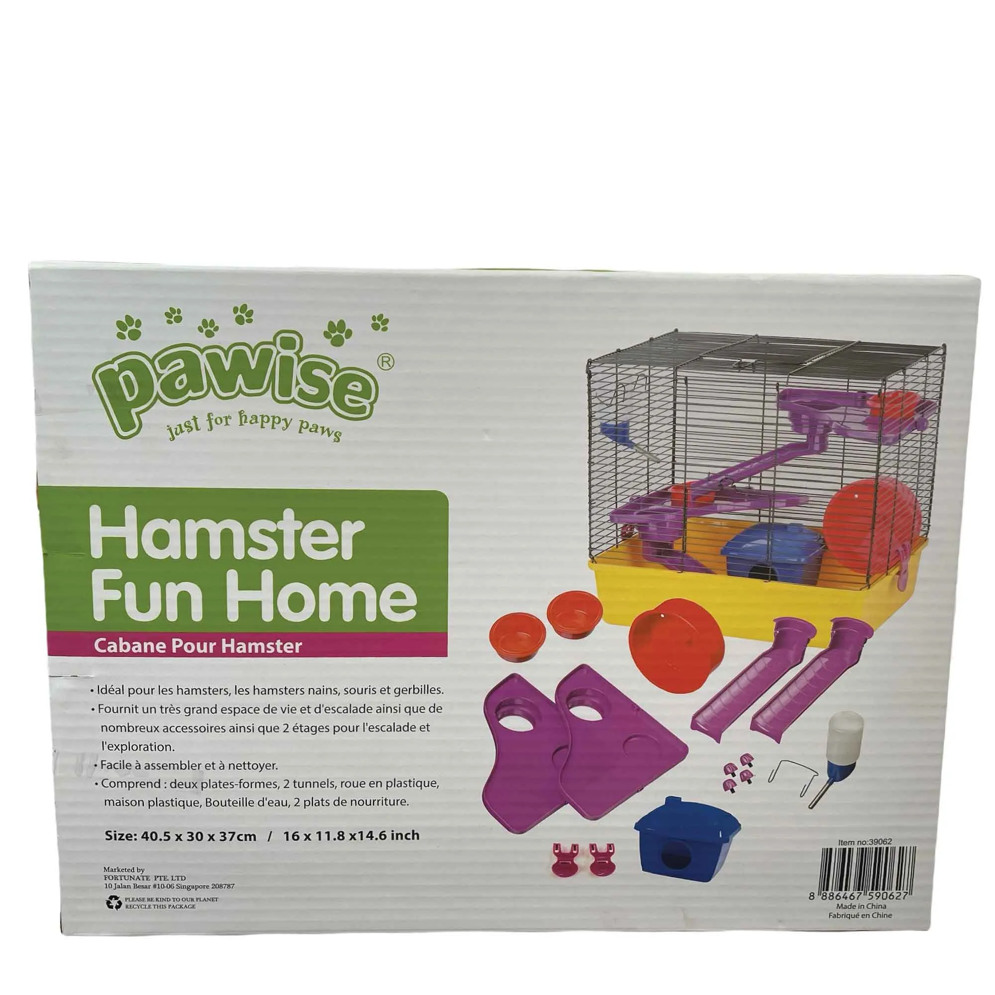 Hamster Fun Home Large Mouse Cage 40.5x30x37cm Pet Mice Rat Play House Enclosure