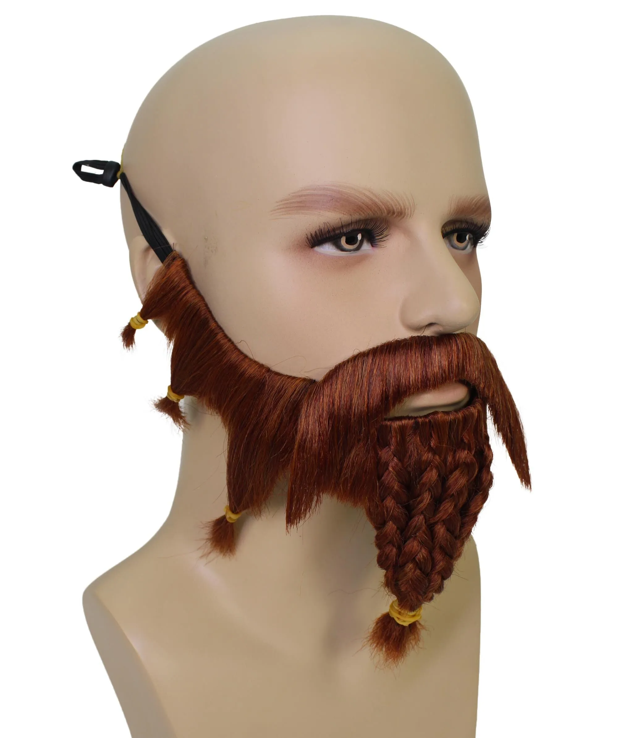 HPO Adult Men's Brown Mustache & Beard Set| Perfect for Halloween and Cosplay| Flame-retardant Synthetic Material