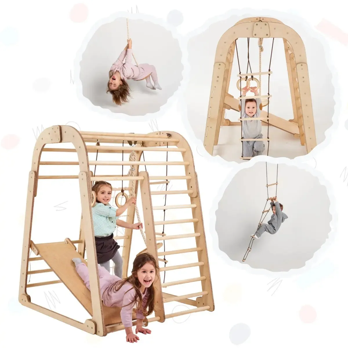 Indoor Playground For Toddlers - 7in1 Playground   Swings Set   Slide Board   Art Set