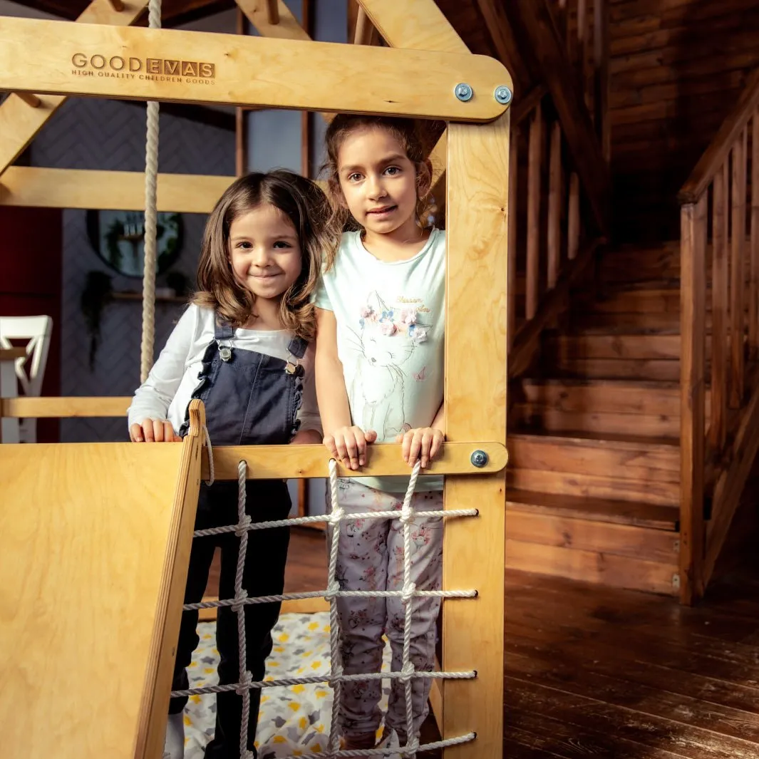 Indoor Wooden Playhouse - With Swings And Seesaw